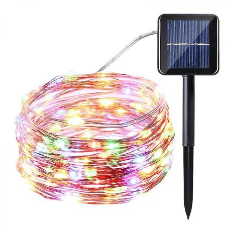 Solar Fairy Lights utomhus Vattentät, 105 fot 300 lysdioder, 8 mönstrade koppartrådar för trädträdgård julterrassfestdekorationer (flerfärgad)