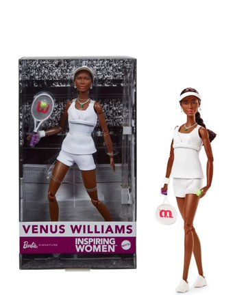 Signature Inspiring Women Series, Venus Williams Fashion Doll With Tennis Uniform White Barbie
