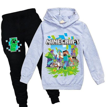Barns Minecraft treningsdress med trykte hettegenser og bukser