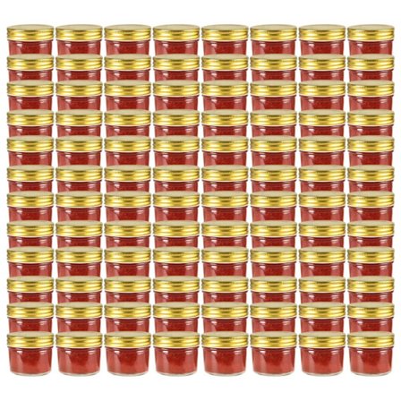 Syltburkar i glas med guldfärgade lock 96 st 110 ml
