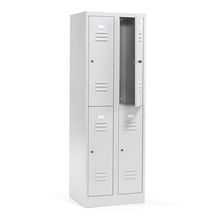 Compartment locker CAMPUS, 2 modules, 4 doors, 1800x600x500 mm, light grey