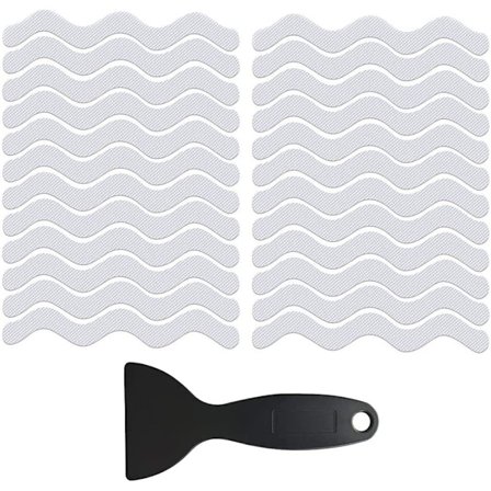 24 st S-formade halkfria klistermärken, transparenta självhäftande remsor, för badkar duschar trappsteg (transparent)