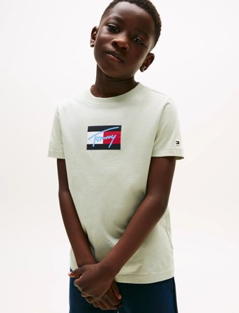 Tommy Hilfiger Tommy Script Flag Print Tee Ss - Yellow - 128