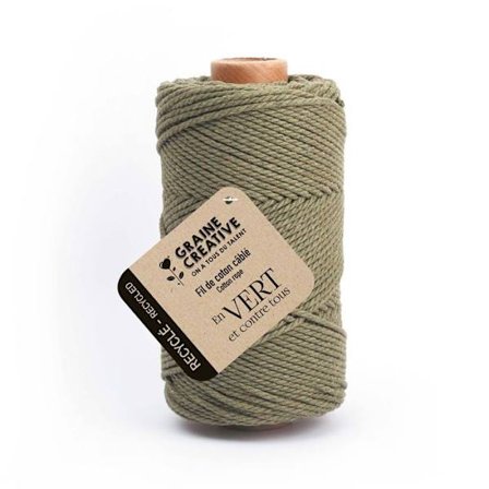 Genanvendt kabelbomuld Grøn 100 m x 2 mm