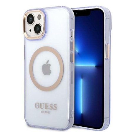 Guess GUHMP14SHTCMU iPhone 14 6,1" lilla/lilla hardveske Gold Outline Translucent MagSafe