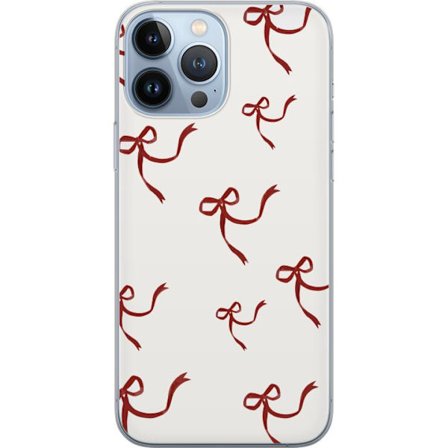 Kompatibel Mobilcover til Apple iPhone 13 Pro Max Rød Bånd Mønster med røde silke bånd på lys baggrund perfekt til jule romantik og elegance