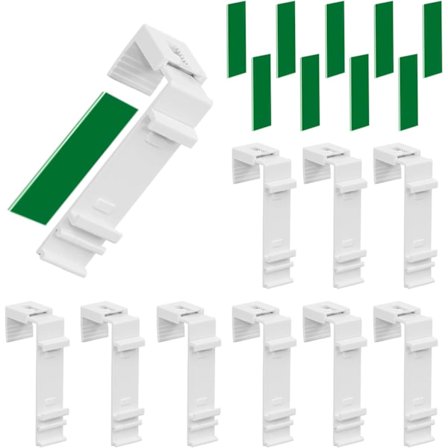 10 stk. rullegardinkroker, borrfri rullegardinfeste, med lim, monteringstilbehør for oppheng på PVC-vinduer