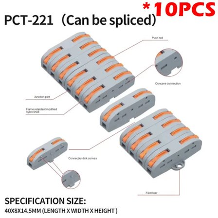 SPL2/3/4/5 Kopplingsplint Snabb PCT Lampkabelkontakt Parallell Kopplingsdosa 1/2/3/4/5 in Flera Utgångar Splitter