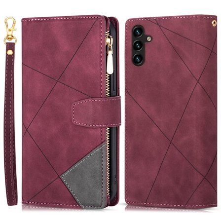 Samsung Galaxy S26+ Plånboksfodral Färgsplicing Konstläder Ställ - Röd