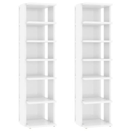 Vidaxl Skohyllor 2 St Vit Högglans 25x27x102 Cm Vit