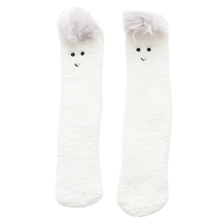 1 Par Vuxenstrumpor Tecknad Katt Kanin Alpacka Giraff Kyckling Luddig Mjuk Tjock Stretchig Håll Varm Korall Fleece Höststrumpor Vit One Size
