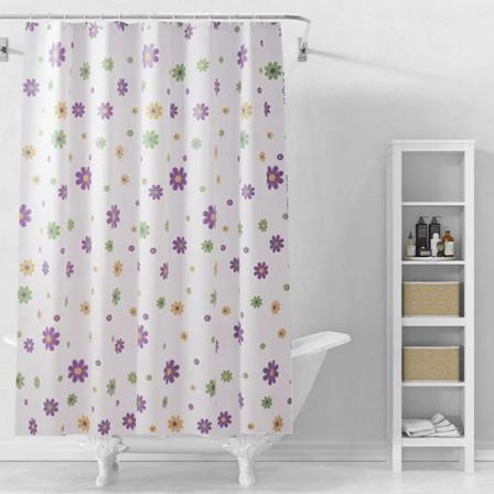 Högkvalitativ Elegance Lila Blommor Duschdraperi med krokar Vattentät mögelbeständig PEVA Gardiner Badrumsgardin purple flower W200 x H180cm