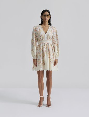 Malina Eve Scallop Detail Mini Dress - Multi/patterned - XS