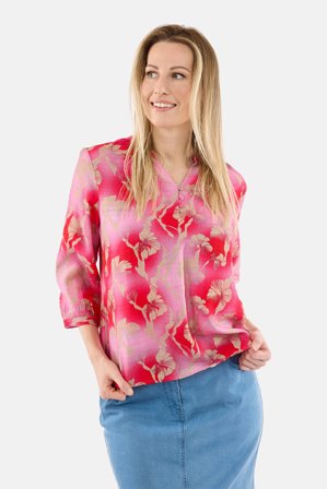 SIGNATURE - Bluse med 3/4 ærmer – Pink – V-Hals