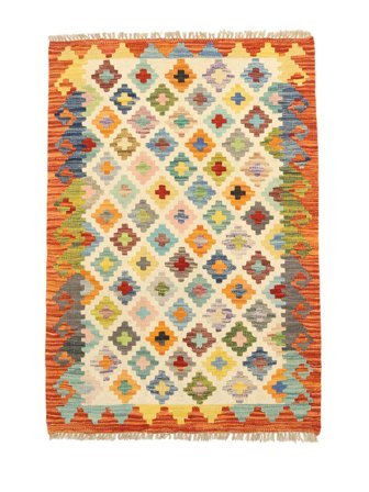 Oriental Kilim Afghan Old Style Rug 82X123 Orange/Brown Wool, Afghanistan