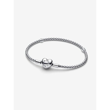 Pandora - Hjärtlås Armband med Nitar - Sterlingsilver