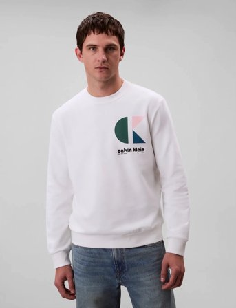 Calvin Klein Jeans Ls Eu 350Terry Ck Bauhaus Logo C - White - S