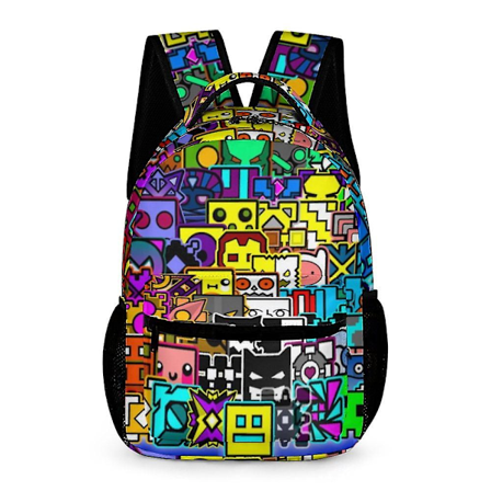 c413 Geometry Dash Rygsæk Skole Studerende Skoletaske Satchel Rygsæk Justerbare Skuldre Dagsrygsæk bdbh413