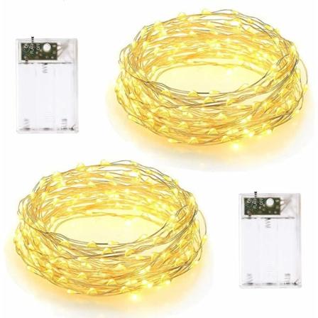 10m LED-valosarja, 2 valotilaa, paristokäyttöinen, 100 LEDiä, hopealanka, makuuhuoneeseen, seinälle, joulujuhliin, häihin, syntymäpäiville, 
