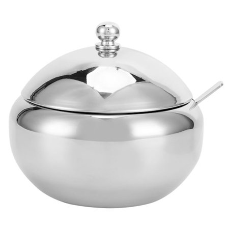 304 Krydderboks i rustfritt stål med lokk og skje for sukker og salt