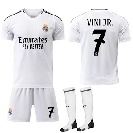 Real Madrid Kotipaita Lapsille & Aikuisille Jalkapallopaita Sukkien Kanssa No.7 VINI JR 2024-2025 No.7 VINI JR No.7 VINI JR 28