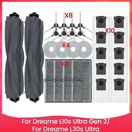 Reservdelar för Dreame L10s Ultra Gen 2/L30s Ultra Dammsugare Huvudsidoborste Hepa Filter Moppduk Dammpåse A