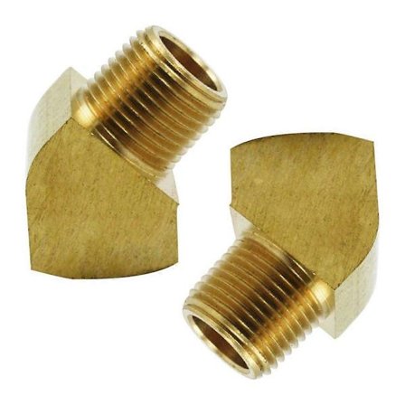 45 Graders Vinkel 1/8 Tomme NPT Han X 1/8 Tomme NPT Hun Messing Rørfitting Pakke med 2