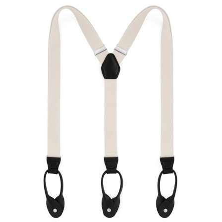 Úzké šle slonovinové barvy na knoflíky pro muže - Šle na knoflíky