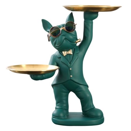 Fransk Bulldog Butler Staty Resin Hund Butler Med Bricka För Vardagsrummet