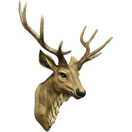 Elegant Hjort Hode Vegg Statue 3D Dyr Hjort Gevir Skulptur Veggdekor Ornament Stue Vegg Soverom Figurer Bar Dekal Naturlig Farge xh