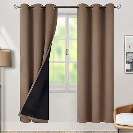 Sovrum isolerade mörkläggningsgardiner, hela rummet ljus- och ljudreducerande gardiner med öljetter (2 st, B42*63in)