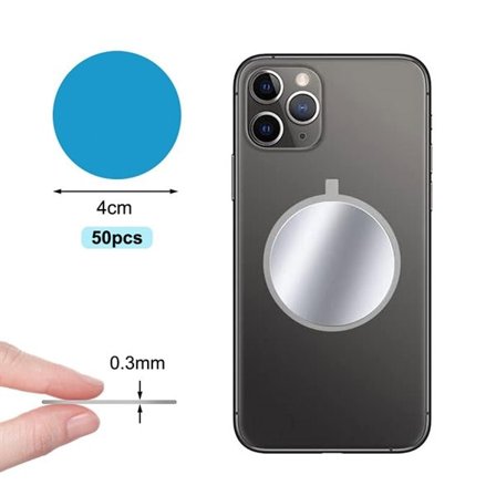 Magnetisk plade med selvklæbende bagside - Ø40 mm, 0,3 mm tykkelse, 50-pak