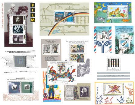 Tyskland - 14 forskellige miniark 1964-2000 - Postfrisk