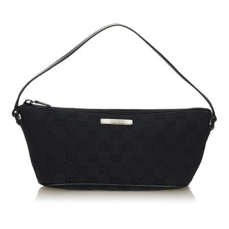 Gucci Vintage, Pre -owned GG Canvas Boat Baguette Zwart, Dames, Maat:ONE Size