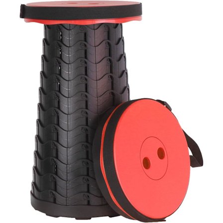 Bærbar sammenleggbar krakk (rød) - Maksimal belastning 400 LB - Teleskopisk krakk