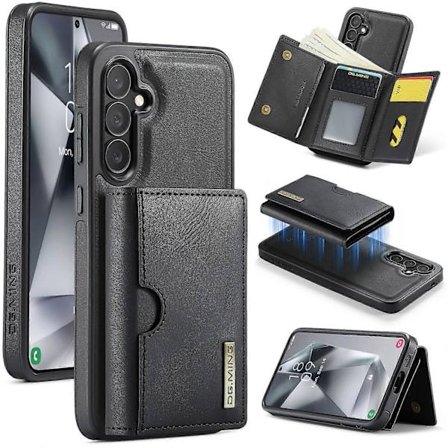 DG.MING M6 Serie til Samsung Galaxy S25 Etui Magnetisk Tegnebog PU+PC+TPU Telefon Cover - Grøn