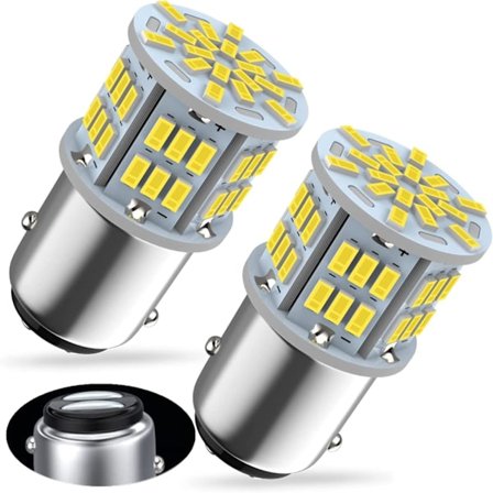 2 stk. P21/5W 1157 Bay15d 12V 24V, 54 SMD Super Bright White 6000K LED-pære til bremselys, baglygter og mere