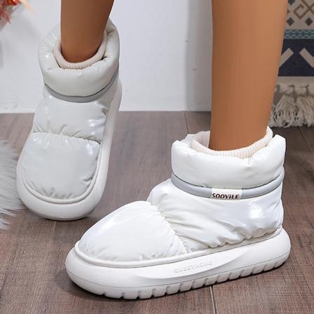 Damskor Vinter Varma Plåsterfodrade Skor Tjockt Botten Vattentäta Dun Snöskor Kvinna Halksäkra Plattform Ankle Boots White 38-39