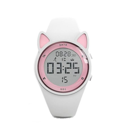 Barn Digital Klokke Barn Vanntette Sportsklokker Fitness Tracker Med Skritteller(Hvit)