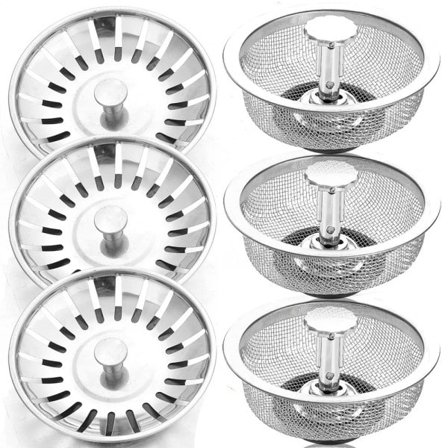 6 bitar Kök diskbänk silar med handtag propp vask avlopp korg rostfritt stål nät filter