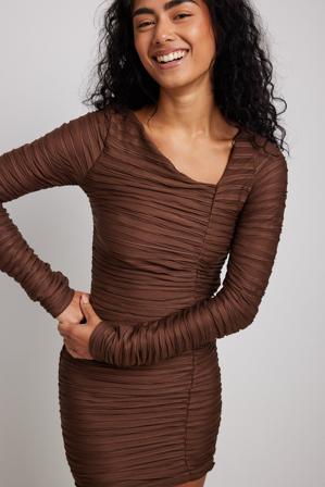 Klara Montes x NA-KD Structured Mini Dress - Kjoler - Brun - Small