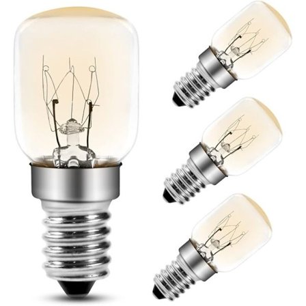 Ugnslampa 25W, E14 T25 Glödlampa 2200K Varmvit, 300 Grader Pygmé Lampor för Ugn, Mikrovågsugn, Saltlampa, 4-pack