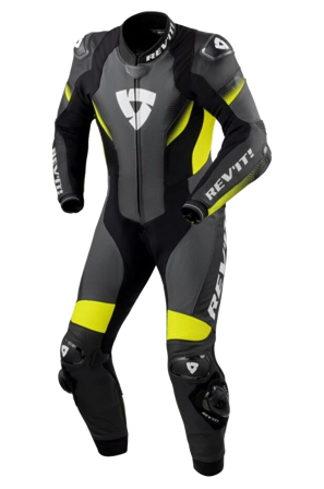 Tuta in Pelle Rev'It! Control Nero/Giallo Neon 56