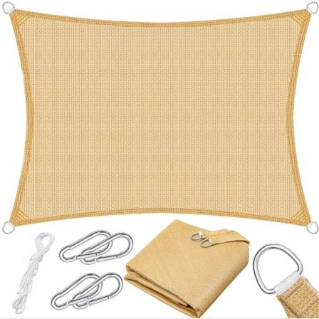 4x2 m Solseil, HDPE-stoff, UV-beskyttelse for terrasse og hage_OF