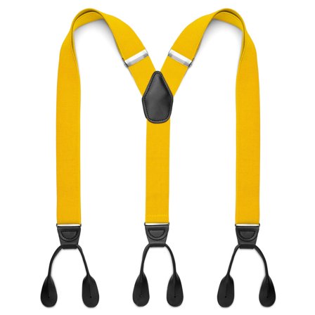 Szerokie złocisto-żółte szelki na guziki dla mężczyzn - Szelki na guziki