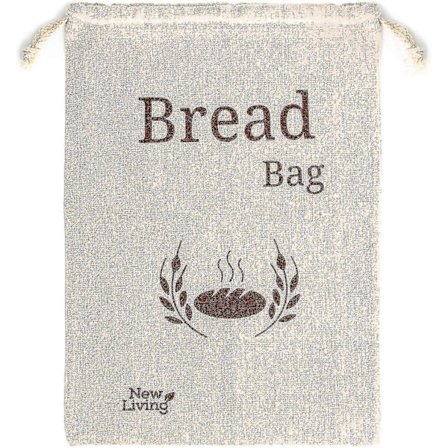2-pakning New Living Naturlige Linbrødposer | Økologisk blanding | 2 Gjenbrukbare Brødposer | Matlagringsposer | 38x27cm | Miljøvennlige Brødposer