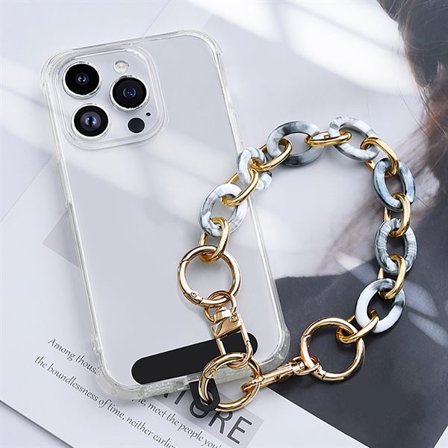 Mobilrem i metall 30 cm - Guld/Silver