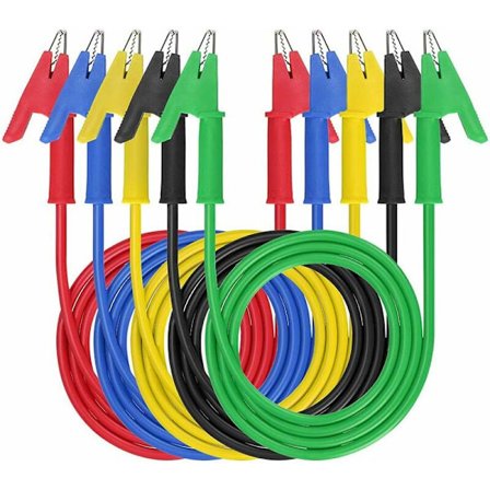 5 kpl sähköiset alligaattoriliittimet kaapeleilla, koetinjohto, alligaattoriliittimet, eristetyt, 5 väriä, 100 cm