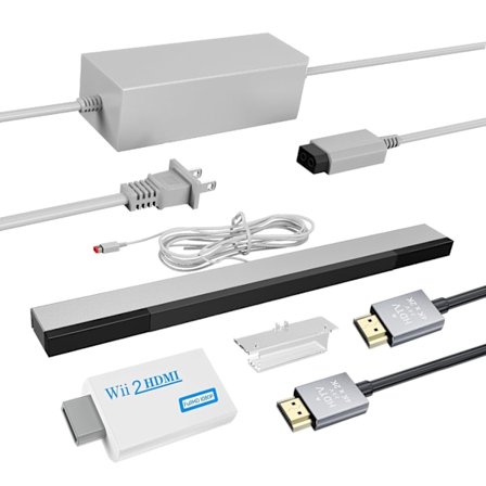 Högkvalitativt, helt nytt 4-i-1 Wii Trådbunden Rörelsesensor Bar, Wii till HDMI-omvandlare, Wii Strömkabel AC-adapter, 1,5 meter Höghastighets HD