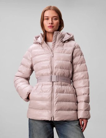 Calvin Klein Belted Lightweight Puffer - Pink - M